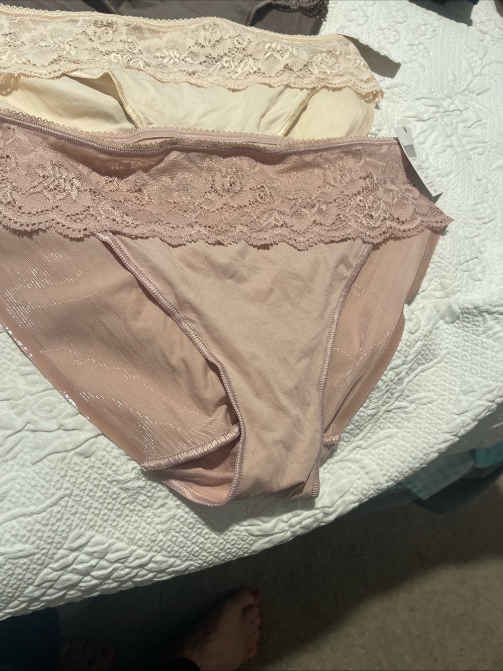 Lace-Trim Bikini Panty - Soma S High Leg 3 Pair Gray Nude Rose